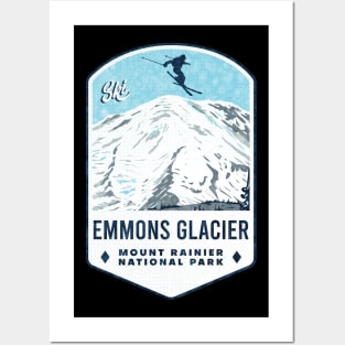 Ski Emmons Glacier Mount Rainier National Park Posters and Art